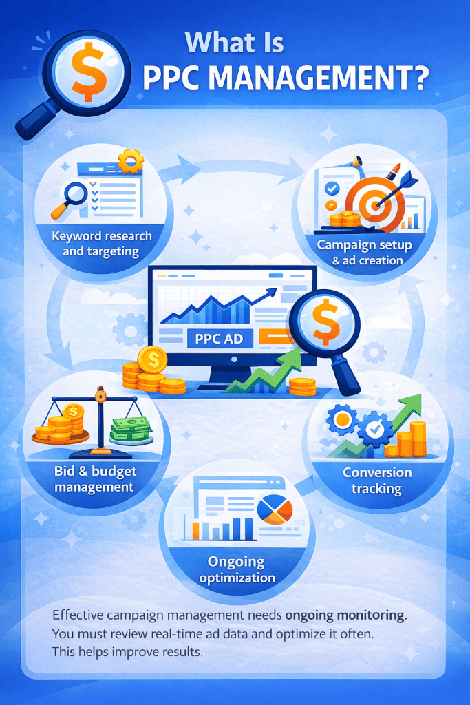 ppc-management-process-illustration-digital-advertising-optimization